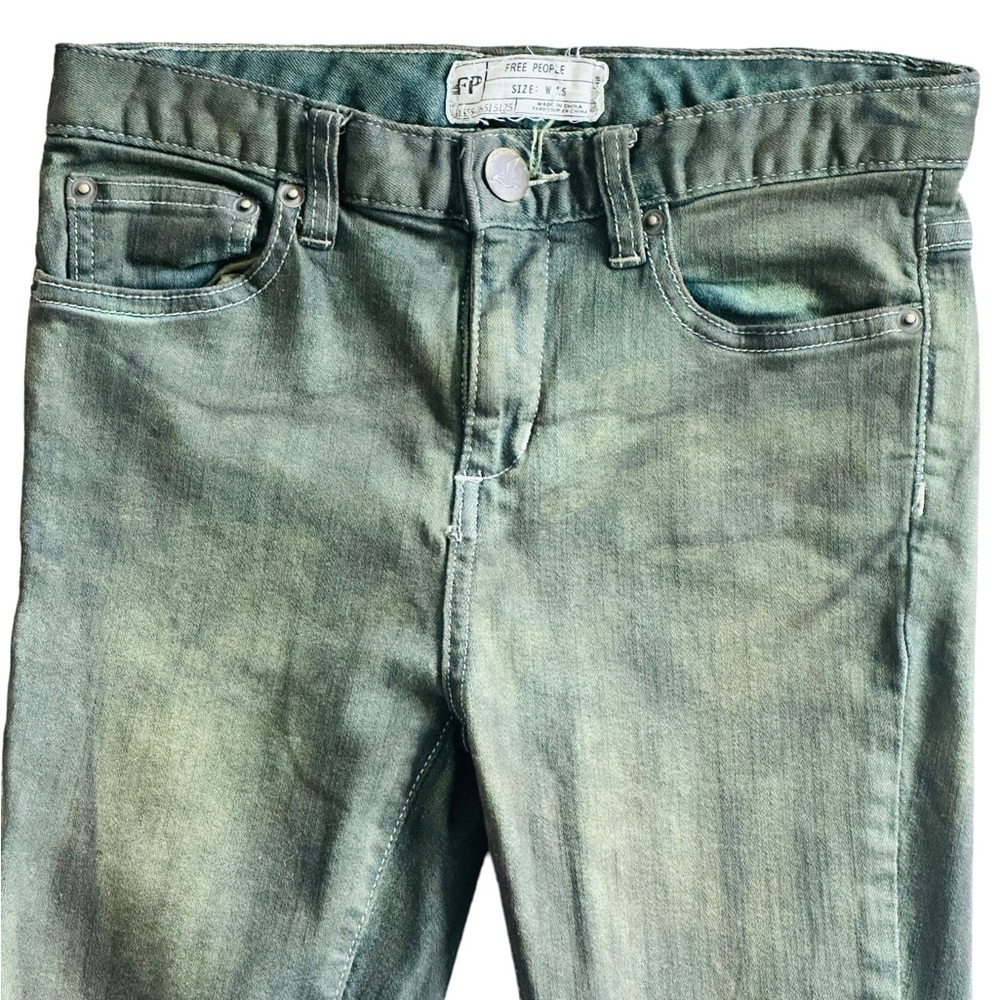 Free People Size 25 Dark Green Denim Low Rise Skinny Jeans Women's 25 X 31